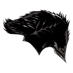 Short anime hairstyle design for men, side view. Suitable for stickers, social media, and more.