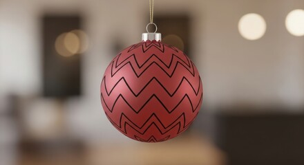 Red Christmas Ornament with Spider Web Design Hanging Indoors for Holiday Decor