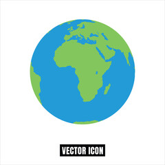 Fototapeta premium Earth Globe Vector Illustration: Africa, Europe, Asia Flat Design