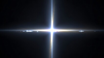 Bright light forms glowing cross in dark space with radiant beams
