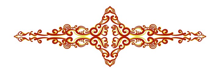 Vibrant Red and Gold Floral Ornate Design. © Febrial Chalik