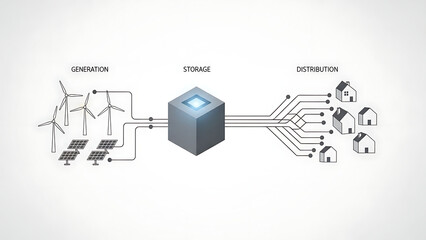 Renewable energy system with wind turbines and solar panels