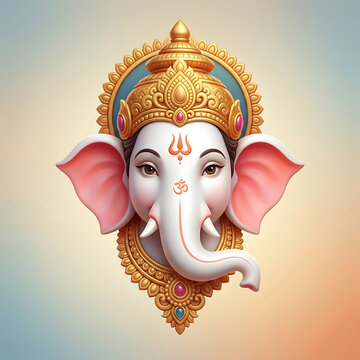 Cute 3d rendered lord ganesha avatar with pink ears and golden crown designed for modern celebration of ganesha chaturthi and joyous sankashti chaturthi