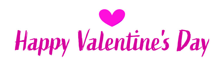 Happy valentine's day greeting with pink heart and brush lettering typography
