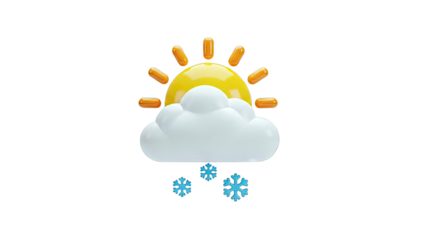 Sun, Cloud, and Snowflakes Weather Icon