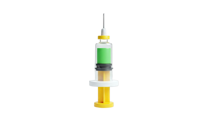 Syringe with green liquid