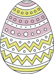 Hand drawn line art illustration of an Easter egg depicting decorative patterns for spring holidays