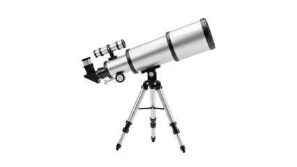 Silver Telescope on a Tripod