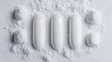 White Soap Bars on Soft Powdery Surface with Minimalist Aesthetic