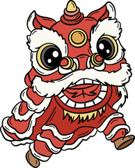 Lunar New Year Cartoon Clipart with Children, Red Envelopes, and Festive Elements Characters and Decorations Clipart Collection