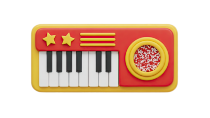Cartoon Toy Piano with Stars and Sprinkles