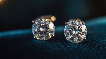 Sparkling Diamond Earrings on Luxurious Velvet Background
