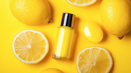 Bright Yellow Lemon Slices with Nail Polish on a Vibrant Background