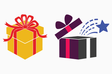 gift boxes with bows and star coming out of one box