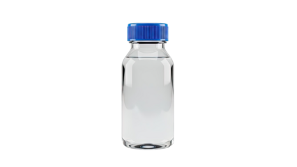 Clear Bottle with Blue Cap and Water