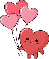 Valentine&rsquo;s Day Flat Design Clipart Set Cute Love Icons Hearts Sweets Desserts Element