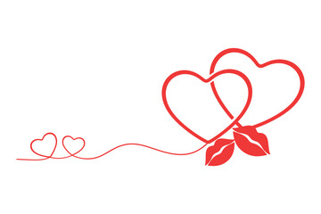 red heart shapes with leaves on white background for love and valentines day