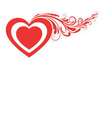 Red heart with floral design on white background
