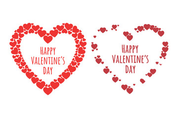 Valentines Day heart shapes with Happy Valentines Day text on white background