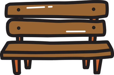 Park bench with outline illustration