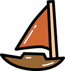 Ship with outline illustration