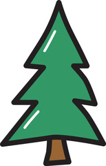 Pine with outline illustration