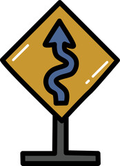Winding road ahead with outline illustration