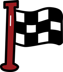 Race finish flag with outline illustration