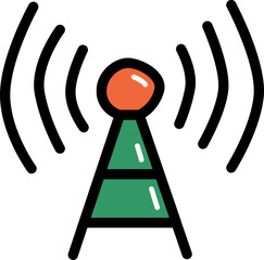 Broadcasting station with outline illustration