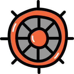 Boat steering wheel with outline illustration
