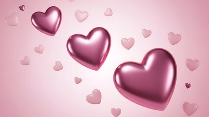 Pink heart shapes floating on pink background