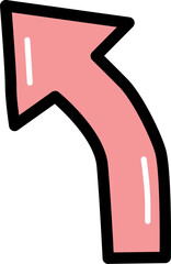 Arrow turn left with outline illustration