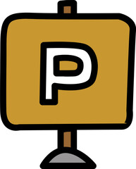 Parking sign with outline illustration