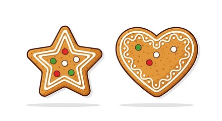 Gingerbread Cookies: Star and Heart Shaped Festive Treats with Icing