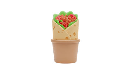 Cartoon Doner Kebab in a Pot