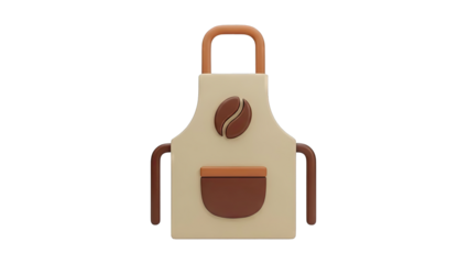 Cartoon Apron with Coffee Bean Icon and Pocket
