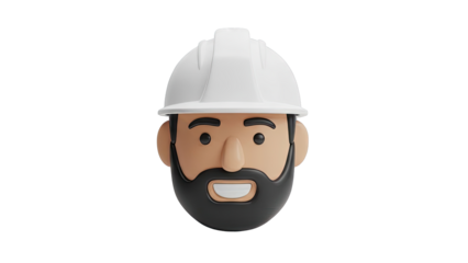 Cartoon Engineer Avatar with Hard Hat