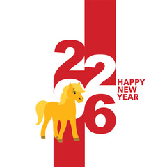 Golden horse welcome new year card