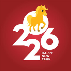 Year of the horse postcard and wealthy new year icon