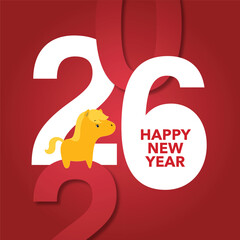 Year of the horse postcard and wealthy new year icon