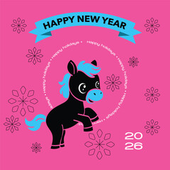 Year of the horse postcard