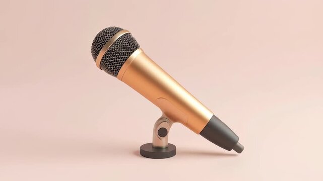 Elegant gold microphone on a stand, perfect for presentations and performances.