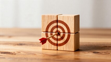 Wooden blocks with target and arrow