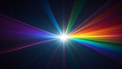 Obraz premium Vibrant burst of multicolored light emanating from a central point against a dark backdrop