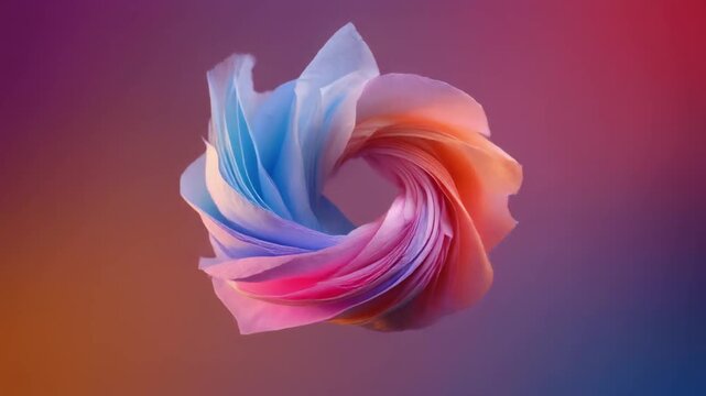 Pastel tissue paper flowing and wrapping abstract object soft artistic motion