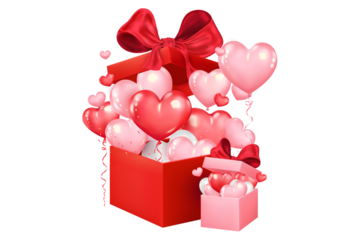 Heart Shaped Gift Box with Ribbon PNG, Romantic Valentine Present