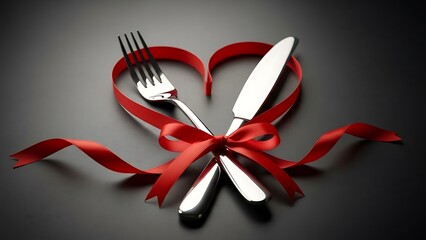 Romantic dinner setup with fork and knife