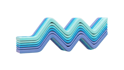 Stacked Wavy Blue and Teal Lines on White Background