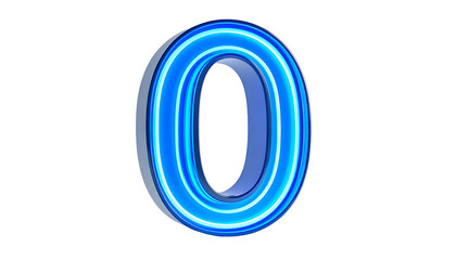 A luminous, three-dimensional number, glowing with a vibrant neon-blue outline against a stark, black background. The number appears to float