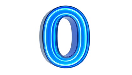 A luminous, three-dimensional number, glowing with a vibrant neon-blue outline against a stark, black background. The number appears to float